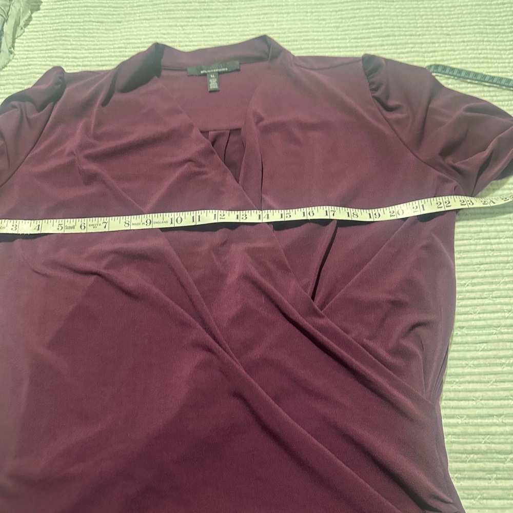White House Black Market Draped Wrap Long-Sleeve Top - Plum - Picture 4 of 6